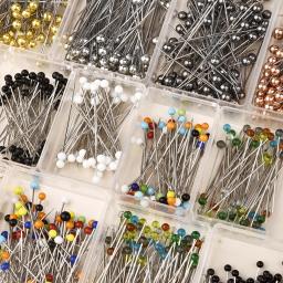 Moda Agulhas De Costura com Vidro Colorido e Cerâmica Cabeça Bead, Ponto Agulhas De Tricô, Fixo Pin De Segurança DIY, 32mm, 50 PCs, 100PCs - Image 1