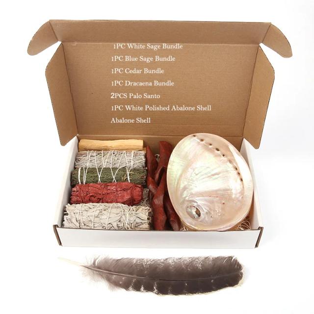 Kit de Incenso Natural de Palo Santo para Aromaterapia e Meditação com Varas de Sálvia e Borbulhamento Fumegante