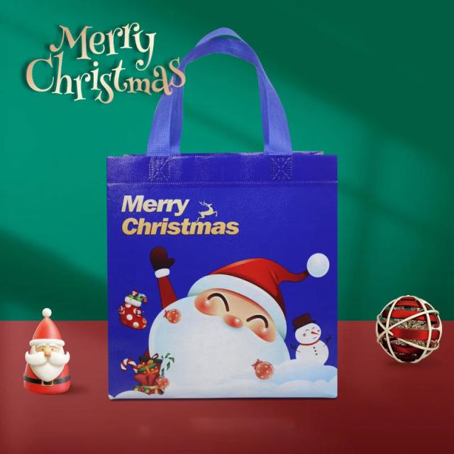 Sacolas de Natal Tecido Não Tecido com Estampas de Papai Noel e Homem de Neve para Embalagens de Doces e Presentes Infantis