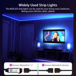 Luzes de tira LED para festa doméstica, iluminação RGB, sincronização de música, mudança de cor, 5050 ,5V, 1m-5m, 16 milhões de cores - Image 6