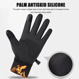 Homens luvas de inverno térmica à prova dwaterproof água ciclismo luvas da motocicleta dedo cheio touchscreen ao ar livre correndo luvas de esqui antiderrapante - Image 2