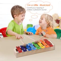 Xilofone Glockenspiel com Marretas De Madeira, Tamanho Compacto, 8 Chaves, Percussão, Instrumento Musical, Presente de Brinquedo para Crianças - Image 3