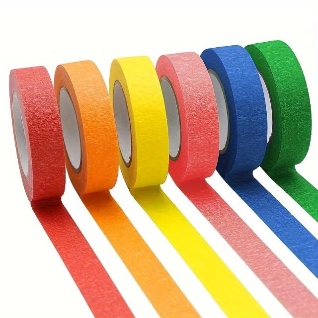 Fita Adesiva Colorida para Artesanato - Decore com 6 Rolos de Papel Criativo para Crianças e Etiquetas Artesanais 
