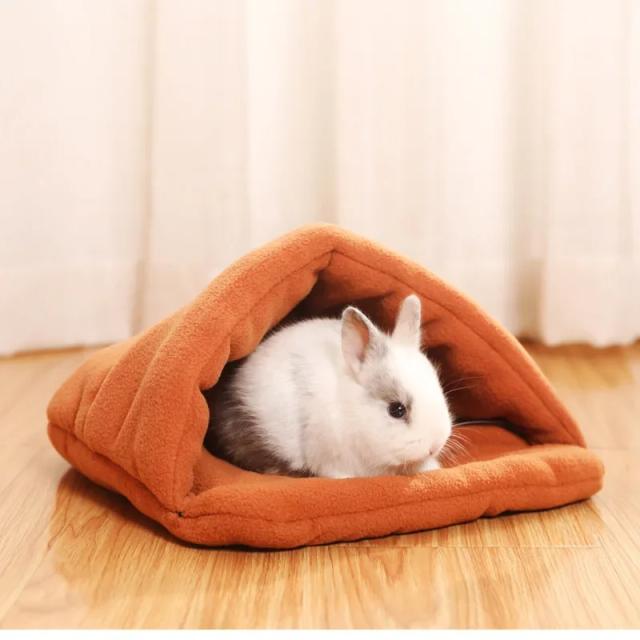 Cama Aconchegante para Pequenos Animais de Estimação: Saco de Dormir Macio e Ninho Confortável para Coelhos e Hamsters