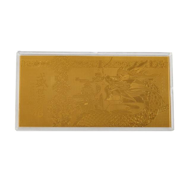 Moeda Comemorativa Dragon Year Note Banhada a Ouro para Coleção e Decoração em 2024