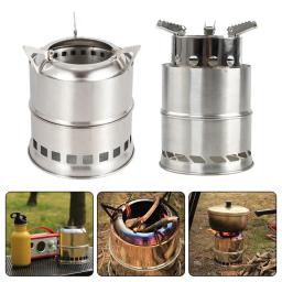 Fogão de acampamento ao ar livre portátil com saco de armazenamento, fogão a lenha destacável em aço inoxidável para piquenique, viagem - Image 1