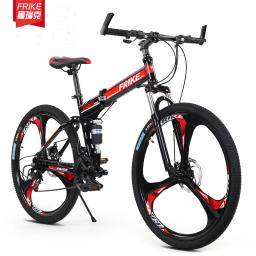 Bicicleta de montanha dobrável para adultos, amortecedor duplo, freio a disco de velocidade variável, carro de corrida off-road, 26 na roda integrada - Image 2