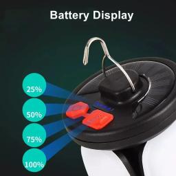 Lanterna de acampamento recarregável LED com LED dobrável, luz de tenda portátil, 3 modos de luz, apto para caminhadas - Image 3