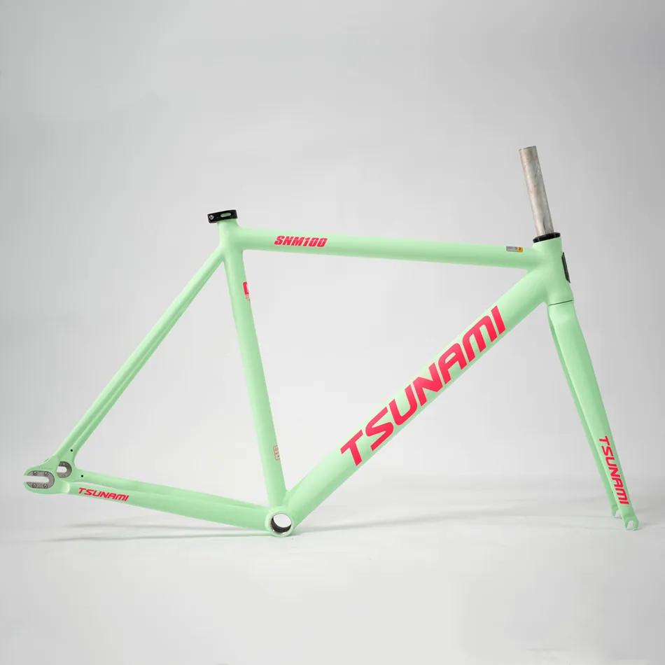 Tsunami snm100 conjunto de quadros de alumínio 700c, quadro de engrenagem fixa e pista de garfo, bicicleta fixie 49cm 52cm 55cm 58cm, peças de bicicleta de velocidade única - Image 1