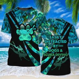 Camiseta gráfica masculina e feminina de mergulho autônomo, camisetas unisex, roupas de surf, amor, caveira, amor, surf, férias no Havaí - Image 3