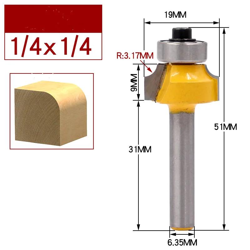Corner Round Over Wood Edge Router Bit Set, Fresa de rolamento para madeira, Carboneto de tungstênio, CNC End Mill Carver, 6,35mm - Image 1