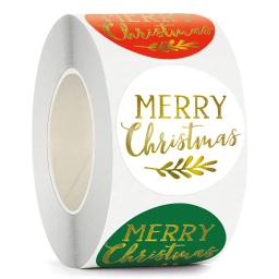 Adesivos de feliz natal de folha de ouro, 1.5 polegadas vermelho/verde/branco presente de natal decorativo envelope selo etiquetas decoração de festa adesivos - Image 4