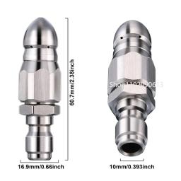 Aço inoxidável Lavadora de Pressão, Tubo Jetter Spray, Quick Plug, Dreno Mangueira Bico, Voltar Resistência ao Desgaste, Esgoto Limpeza, 1/4" - Image 4