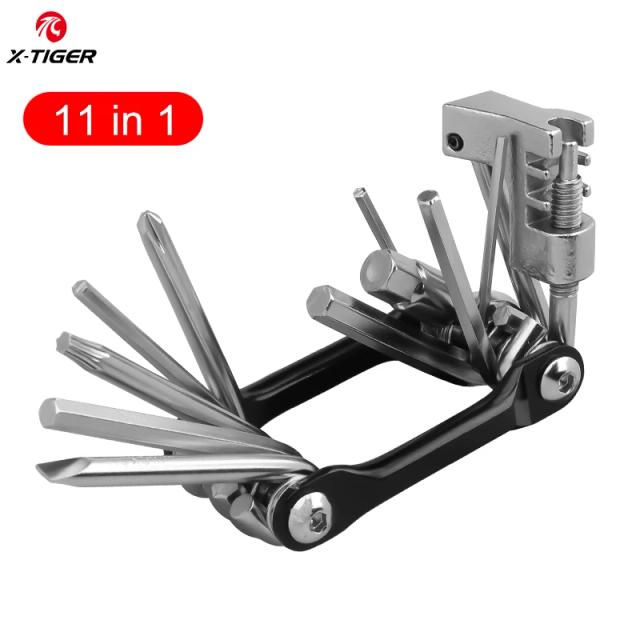Kit X-TIGER de Ferramentas para Reparo de Bicicleta: Chaves Allen, Chaves de Fenda e Alavanca para Pneus em uma Multiferramenta Prática para Ciclismo