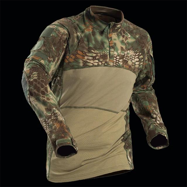 Camisa de Caça Camuflada do Exército - Uniforme Militar Tipo II para Treinamento Tático em Airsoft e Paintball