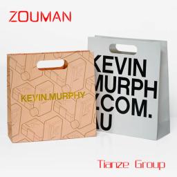Sacos De Presente De Papel De Papelão De Luxo, Personalize seu próprio logotipo, Sacos de papel com alças cortadas com aba - Image 1