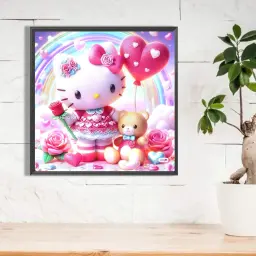 Sanrio-DIY Kit De Pintura De Diamante, Olá Kitty Cruz, Flor Bordada, Mosaico De Arte, Presente Artesanal, 5D - Image 3