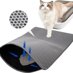 Tapete de areia de dupla camada com presente, caixa impermeável para animais de estimação, tapetes antiderrapantes, tapetes laváveis para gatos, limpo - Image 2