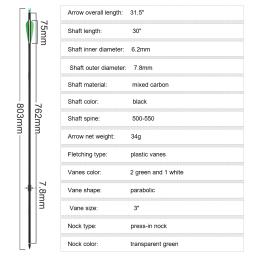 Carbon Archery Arrows para tiro ao ar livre, Sports Arrows, 31.5 polegadas, MIXO - Image 3