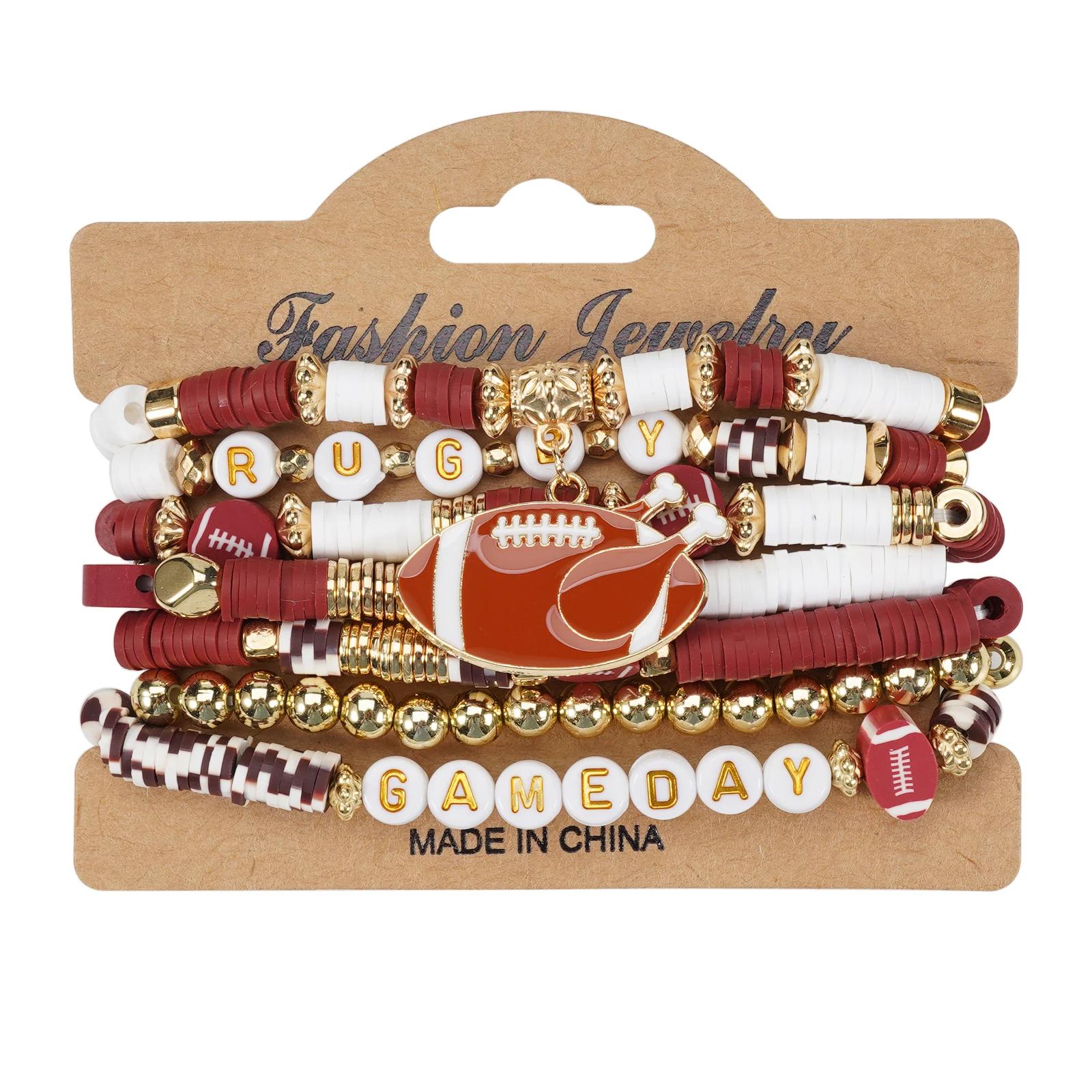 Pulseira elástica empilhável Rugby Ball, Match Day Pendant - Image 1