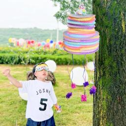 Mini fio pinata caixa de presente dos desenhos animados unicórnio estrela lanternas engraçado puxar fio corda foto prop crianças festa aniversário decoração do chuveiro do bebê - Image 3