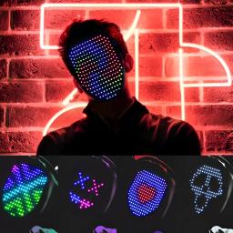 Máscara LED recarregável USB com detecção de gestos, máscara transformadora facial iluminada, alça ajustável para adultos - Image 3