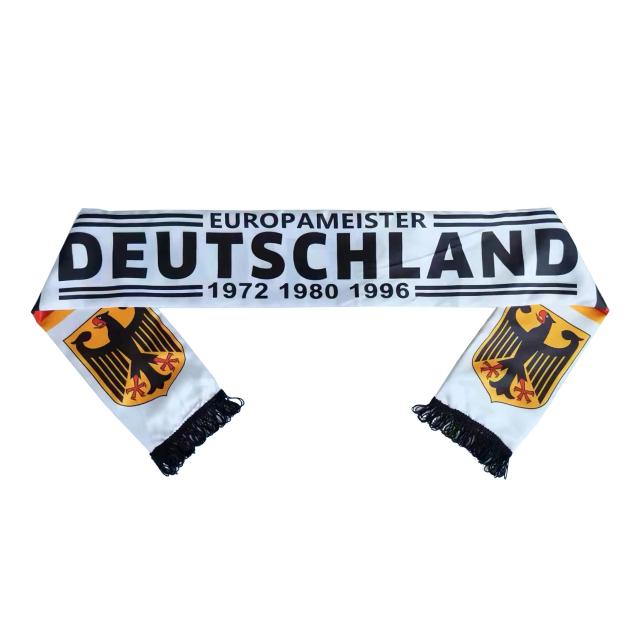 Cachecol Esportivo de Poliéster com Estampa da Bandeira da Alemanha para Fãs - Urdidura Confortável e Estilosa para Torcedores do Deutschland EUROPAMEISTER