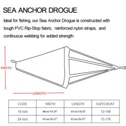 Barco Float Kayak Tow Rope Marine PVC Sea Anchor Drift Anchor Drogue Drifting Brake Remo com 30ft Recuperando Tow Throw Line - Image 6