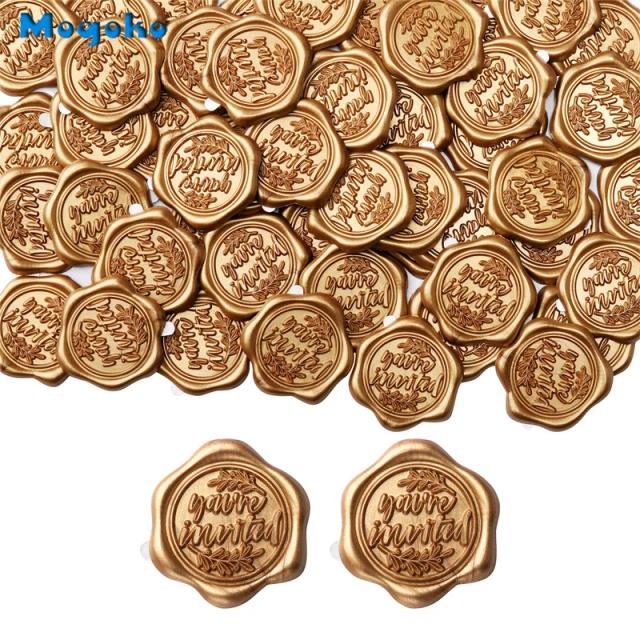 Cera Selo Adesivo Mogoko em Ouro Bronze para Casamentos e Aniversários - Adesivos de Envelope Decorativos