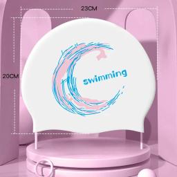 Toucas de natação estampadas, cabelo longo, proteção para os ouvidos, unissex, homens, mulheres, estiramento, elástico, silicone, acessórios de piscina - Image 6