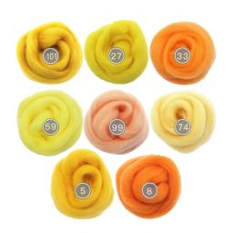 Flor De Fibra De Lã e Animal Roving para Feltragem De Agulha, Fio para Mão Girando, Brinquedo DIY, 8 Cores por Conjunto - Image 6