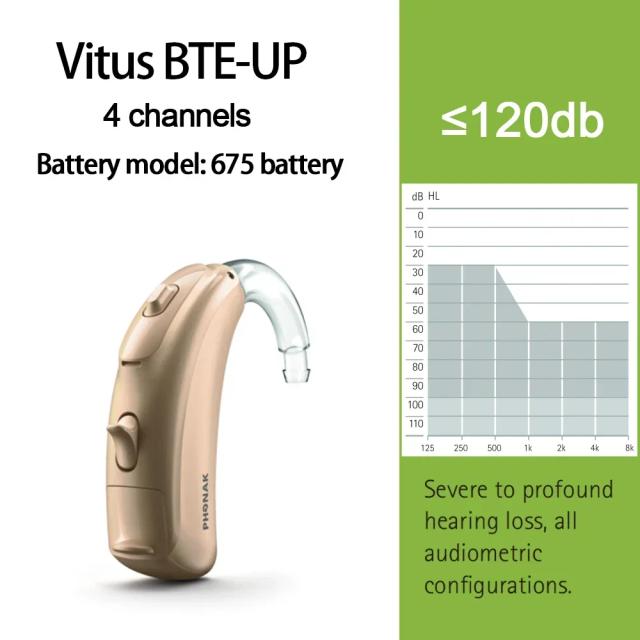 Phonak aparelho auditivo 120db original de alta potência importado 6 canais programável vitus bte aparelhos auditivos para surdez