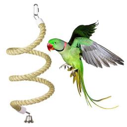Pássaro do animal de estimação papagaio sino suporte poleiro corda de algodão mascar barra gaiola pendurado balanço brinquedo - Image 1
