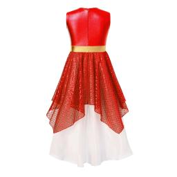 Traje de dança com lantejoulas brilhantes para crianças, balé longo para igreja e cristão, balé e cristão, festa da fé, balé e cristão, para meninas - Image 2
