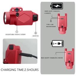 Hisetome arma laser roxo, comprimento de onda 405nm com 600lm lanterna, longa vida útil da bateria, usb recarregável arma luz (escudo vermelho) - Image 4