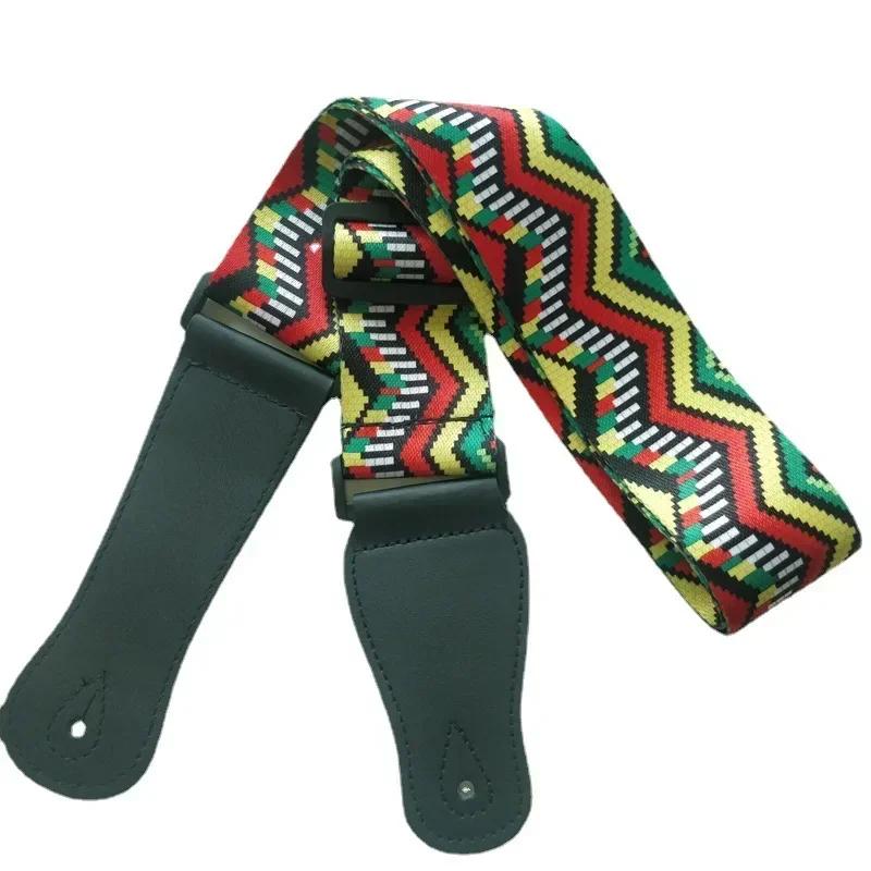 Correia de guitarra impressa colorida, Crossbody ajustável, retro, elétrica, acústica, baixo, ukulele, moda - Image 1