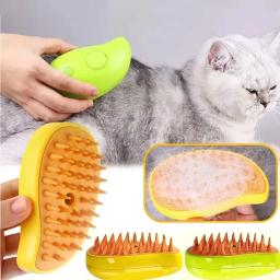 Escova Vaporante Elétrica para Cão e Gato, Pulverizador a Vapor, Massagem, Pet Grooming Tool, Derramamento, Sprays, Pentes, 3 em 1 - Image 2