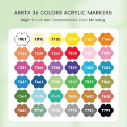 Arrtx 36 cores canetas de tinta acrílica para pintura em rocha ponta pincel caneta acrílica marcadores à prova dwaterproof água marcador de tinta materiais de arte - Image 6