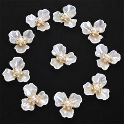Charms flores elegantes com pérolas imitação e strass, artesanato DIY, roupas, chapéus, acessórios de cabelo, 25x27mm, 20pcs - Image 2