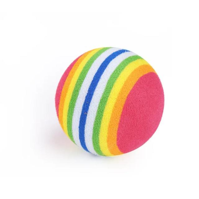 Bola Flutuante Arco-Íris para Gatos e Cachorros - Brinquedo Sólido e Elástico Ideal para Animais Pequenos