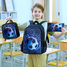 Mochila de futebol para meninos, 3 peças, 16 "bolsa escolar infantil com lancheira, conjunto de mochilas de futebol para jardim de infância pré-escolar elementar - Image 6