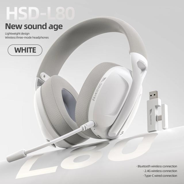 SmailWolf-L80 Bluetooth sem fio fones de ouvido de três modos fone de ouvido leve 2.4G fones de ouvido para jogos esportes baixo