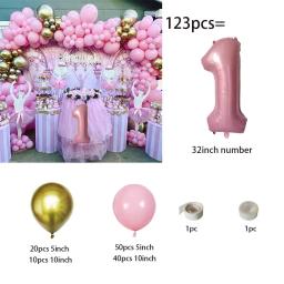 Balões temáticos ballet para festa de aniversário, decorações rosa e ouro, princesa, para menina, 123pcs - Image 2