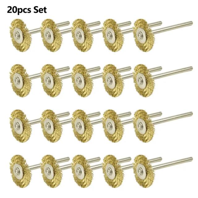 Conjunto de Escovas de Disco de Aço 22mm - 20 Peças para Polimento de Metal com Haste de 3.0mm para Ferramentas Rotativas Dremel
