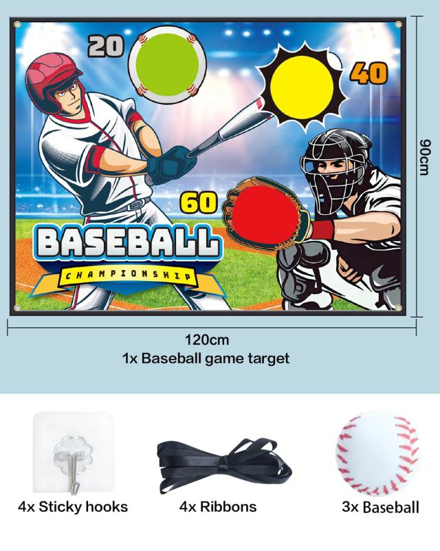 Jogo de Treinamento de Baseball com Bolas Adesivas para Multijogadores - Brinquedo para Crianças, Ideal para Uso Interno e Externo