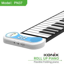 Piano Rolado à Mão com Tom Externo, 37 Teclas, Portátil, Dobrável, Teclado Eletrônico, Casa, Infantil, Iniciante, Jardim de Infância, Professor - Image 4