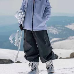 Calças de esqui de placa dupla profissional, à prova d'água, ajuste solto, resistente ao desgaste, calças de snowboard masculinas - Image 2