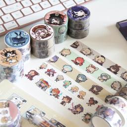 Jogo de anime quente genshin impacto washi fitas klee venti paimon diy masking adesivo washi fitas adesivos escola papelaria brinquedo presente - Image 1