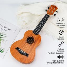 Ukulele mogno de alta qualidade, cor de madeira original, 21 em estilo havaiano para adultos, perfeito para iniciantes - Image 1