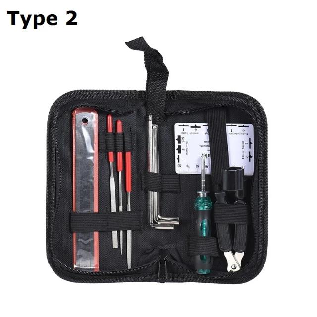 Kit Profissional de Ferramentas para Cuidados com Guitarras e Baixos Elétricos e Acústicos - Reparação e Manutenção Completa com 4 Tipos de Ferramentas